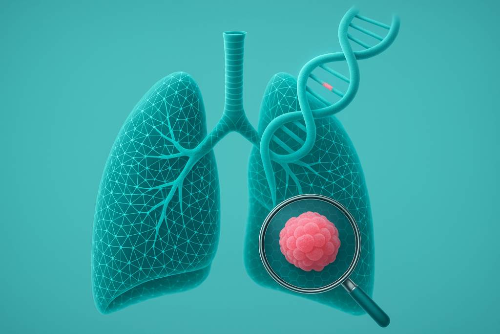 image représentant un poumon avec des chromosomes